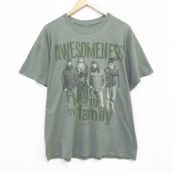 XL★古着 半袖 Tシャツ メンズ ダックダナスティクルーネック 薄緑 グリーン 霜降り 25jul28 中古