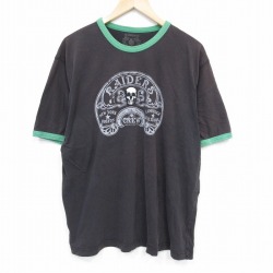 【20%OFF】XL★古着 no boundaries 半袖 Tシャツ メンズ スカル 大きいサイズ コットン クルーネック 濃グレー 25jul29 中古