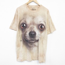 XL★古着 YHE MOUNTAIN 半袖 Tシャツ メンズ 犬 大きいサイズ コットン クルーネック 濃ベージュ他 カーキ タイダイ 25jul29 中古