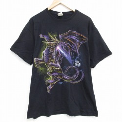 半袖Tシャツ ドラゴン ブラック XL | 古着