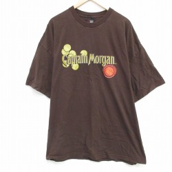 XL★古着 半袖 Tシャツ メンズ キャプテンモルガン 大きいサイズ コットン クルーネック 茶 ブラウン 25jul30 中古