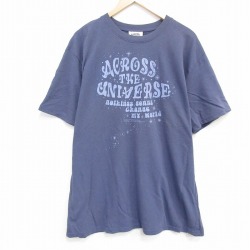 【50%OFF】XL★古着 半袖 ロック バンド Tシャツ メンズ ジョンレノン ポールマッカートニー 大きいサイズ クルーネック 薄紺 ネイビー 霜降り 25jul30 中古
