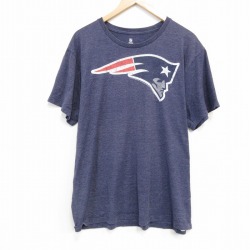 XL★古着 半袖 Tシャツ メンズ NFL ニューイングランドペイトリオッツ クルーネック 薄紺 ネイビー 霜降り アメフト スーパーボウル 25jul30 中古