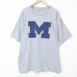 XL★古着 ラッセル 半袖 Tシャツ メンズ M 大きいサイズ クルーネック グレー 霜降り 25jul30 中古