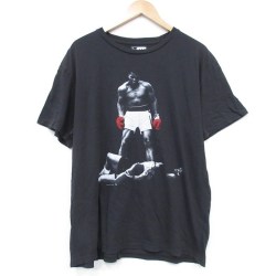 XL★古着 半袖 Tシャツ メンズ モハメドアリコットン クルーネック 黒 ブラック 25jul31 中古