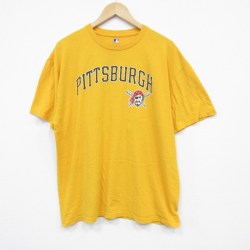 XL★古着 半袖 Tシャツ メンズ MLB ピッツバーグパイレーツ アンドリューマカッチェン 22 大きいサイズ コットン クルーネック 黄 イエロー メジャーリーグ ベースボール 野球 25jul31 中古