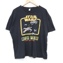 XL★古着 半袖 Tシャツ メンズ スターウォーズ STAR WARS スターファイター 大きいサイズ コットン クルーネック 黒 ブラック 25jul31 中古