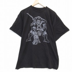 XL★古着 半袖 Tシャツ メンズ スケルトン クルーネック 黒 ブラック 25aug01 中古
