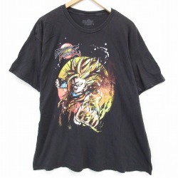 XL★古着 半袖 Tシャツ メンズ アニメ ドラゴンボールファイターズ コットン クルーネック 黒 ブラック 25aug01 中古