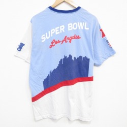 XL★古着 スターター STARTER 半袖 Tシャツ メンズ NFL ロサンゼルス クルーネック 白 ホワイト アメフト スーパーボウル 25aug01 中古
