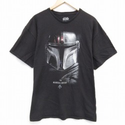 XL★古着 半袖 Tシャツ メンズ スターウォーズ STAR WARS マンダロリアン コットン クルーネック 黒 ブラック 25aug01 中古