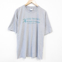 XL★古着 半袖 Tシャツ メンズフィットネス 大きいサイズ クルーネック グレー 霜降り 25aug02 中古 メンズ