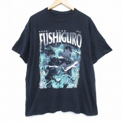 【20%OFF】XL★古着 半袖 Tシャツ メンズ アニメ 呪術廻戦 大きいサイズ クルーネック 黒 ブラック 【spe】 25aug04 中古