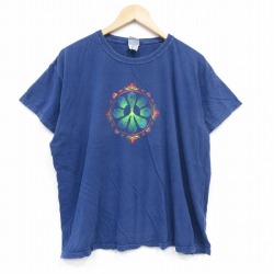 【20%OFF】XL★古着 半袖 Tシャツ メンズ カエル 大きいサイズ コットン クルーネック 紺 ネイビー 25aug04 中古