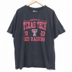 【50%OFF】XL★古着 ラッセル 半袖 Tシャツ メンズ テキサステック コットン クルーネック 黒 ブラック 25aug04 中古