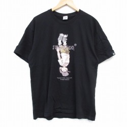L★古着 半袖 Tシャツ メンズ ジャングルタイガー コットン クルーネック 黒 ブラック 25aug04 中古