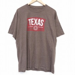 XL★古着 半袖 Tシャツ メンズ クルーネック 茶 ブラウン 霜降り 25aug04 中古
