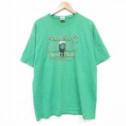XL★古着 半袖 Tシャツ メンズ アイリッシュパブ コットン クルーネック 緑 グリーン 25aug07 中古