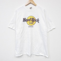 XL★古着 半袖 Tシャツ メンズ ハードロックカフェ コットン クルーネック 白 ホワイト 25aug13 中古