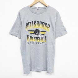 XL★古着 半袖 Tシャツ メンズ NFL ピッツバーグスティーラーズ クルーネック グレー 霜降り アメフト スーパーボウル 25aug18 中古