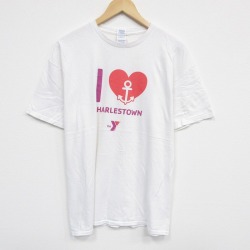 XL★古着 半袖 Tシャツ メンズ ハート コットン クルーネック 白 ホワイト 25aug18 中古