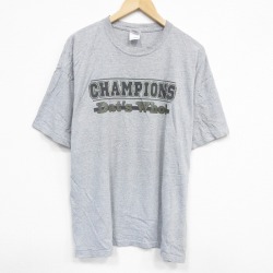 XL★古着 半袖 Tシャツ メンズ チャンピオンズ 大きいサイズ クルーネック グレー 霜降り 25aug18 中古