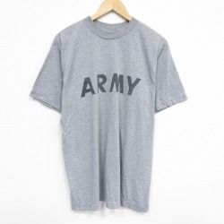 XL★古着 半袖 Tシャツ メンズ ミリタリー アーミー ARMY リフレクター 大きいサイズ クルーネック グレー 霜降り 25aug18 中古