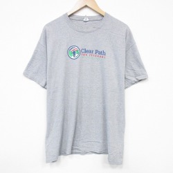 XL★古着 半袖 Tシャツ メンズ Clear 大きいサイズ クルーネック グレー 霜降り 25aug19 中古