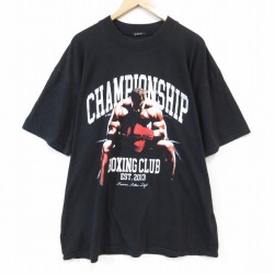 XL★古着 半袖 Tシャツ メンズ ボクシングクラブ 大きいサイズ クルーネック 黒 ブラック 25aug20 中古