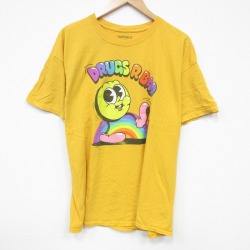 【50%OFF】XL★古着 半袖 Tシャツ メンズ DRUGD コットン クルーネック 黄 イエロー 25aug21 中古