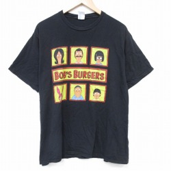 XL★古着 半袖 Tシャツ メンズ アニメ ボブズバーガー コットン クルーネック 黒 ブラック 25aug21 中古