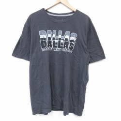 XL★古着 半袖 Tシャツ メンズ ダラス 大きいサイズ コットン クルーネック 濃グレー 25aug21 中古