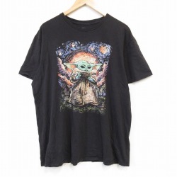 XL★古着 半袖 Tシャツ メンズ スターウォーズ STAR WARS グローグー 大きいサイズ コットン クルーネック 黒 ブラック 25aug26 中古