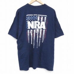 XL★古着 半袖 Tシャツ メンズ NRA 大きいサイズ クルーネック 紺 ネイビー 25aug22 中古