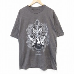 XL★古着 半袖 Tシャツ メンズ フロリダ 大きいサイズ クルーネック 茶 ブラウン 霜降り 25aug22 中古