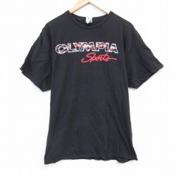 XL★古着 半袖 Tシャツ メンズ オリンピアスポーツ コットン クルーネック 黒 ブラック 25aug25 中古