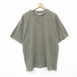 XL★古着 半袖 Tシャツ メンズ 無地 大きいサイズ コットン クルーネック 薄緑 グリーン 25aug25 中古