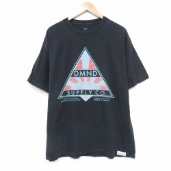 XL★古着 半袖 Tシャツ メンズ DMND コットン クルーネック 黒 ブラック 25aug25 中古