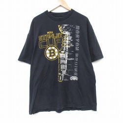 半袖Tシャツ ボストンブルーインズプリント ブラック XL | 古着