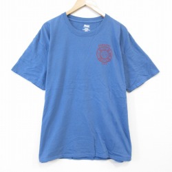 XL★古着 ヘインズ Hanes 半袖 Tシャツ メンズ BARNARD コットン クルーネック 薄紺 ネイビー 25aug26 中古