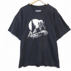 XL★古着 半袖 Tシャツ メンズ ドラキュラ 大きいサイズ コットン クルーネック 黒 ブラック 25aug26 中古