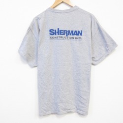 XL★古着 半袖 Tシャツ メンズ SHERMAN クルーネック グレー 霜降り 25aug26 中古