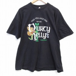 XL★古着 半袖 Tシャツ メンズ アイルランド 大きいサイズ クルーネック 黒 ブラック 25aug26 中古