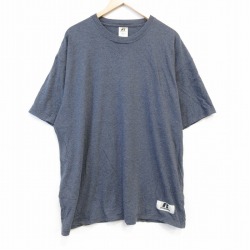 XL★古着 ラッセル 半袖 Tシャツ メンズ 無地 大きいサイズ クルーネック 濃グレー 霜降り 25aug27 中古