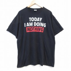 【50%OFF】XL★古着 半袖 Tシャツ メンズ TODAY 大きいサイズ コットン クルーネック 黒 ブラック 25aug27 中古