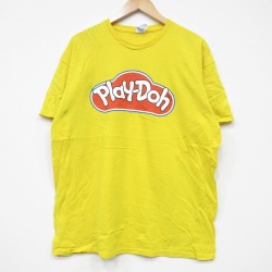 【20%OFF】XL★古着 半袖 Tシャツ メンズ プレイドー コットン クルーネック 黄 イエロー 25aug27 中古