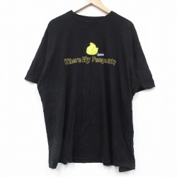 【50%OFF】XL★古着 半袖 Tシャツ メンズ メッセージ 大きいサイズ コットン クルーネック 黒 ブラック 25aug27 中古