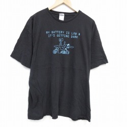 【50%OFF】XL★古着 半袖 Tシャツ メンズ マシーン 大きいサイズ コットン クルーネック 黒 ブラック 25aug28 中古