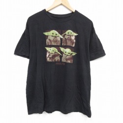 XL★古着 半袖 Tシャツ メンズ スターウォーズ STAR WARS グローグー コットン クルーネック 黒 ブラック 25aug28 中古