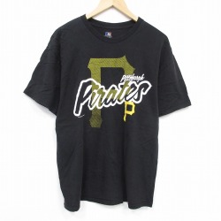 【50%OFF】XL★古着 半袖 Tシャツ メンズ MLB ピッツバーグパイレーツ クルーネック 黒 ブラック メジャーリーグ ベースボール 野球 25aug28 中古